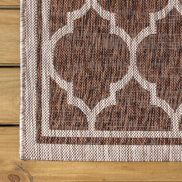Trebol Moroccan Trellis Textured Weave Indoor/outdoor Runner Rug